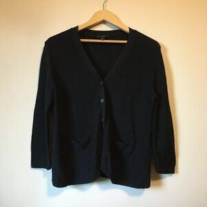 COS Dark Navy Blue 100% Cotton Androgynous Button Down Knit Cardigan